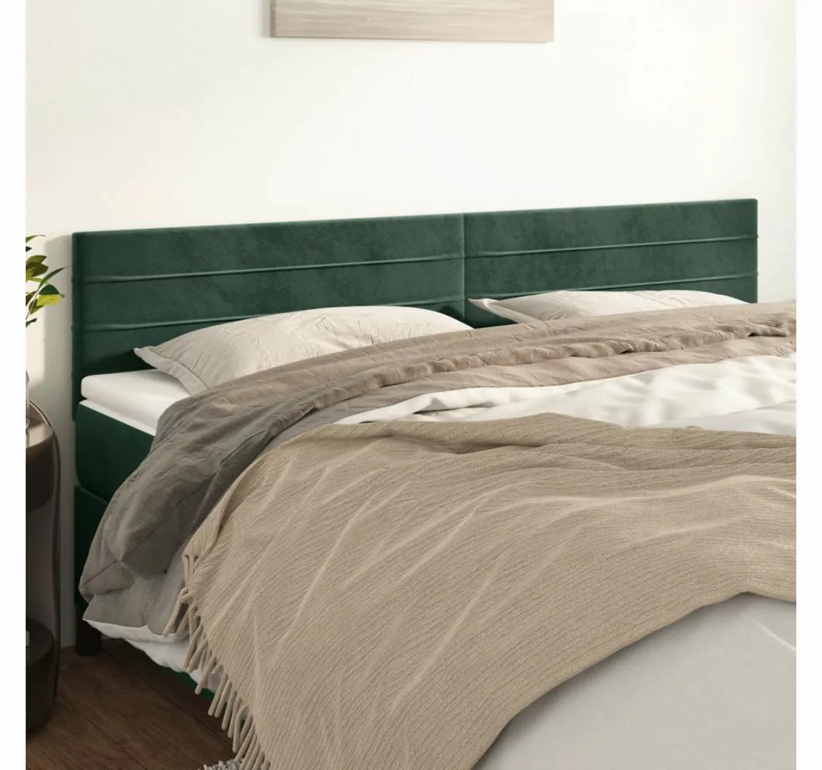 vidaXL Bett, Kopfteile 2 Stk. Dunkelgrün 100x5x78/88 cm Samt günstig online kaufen