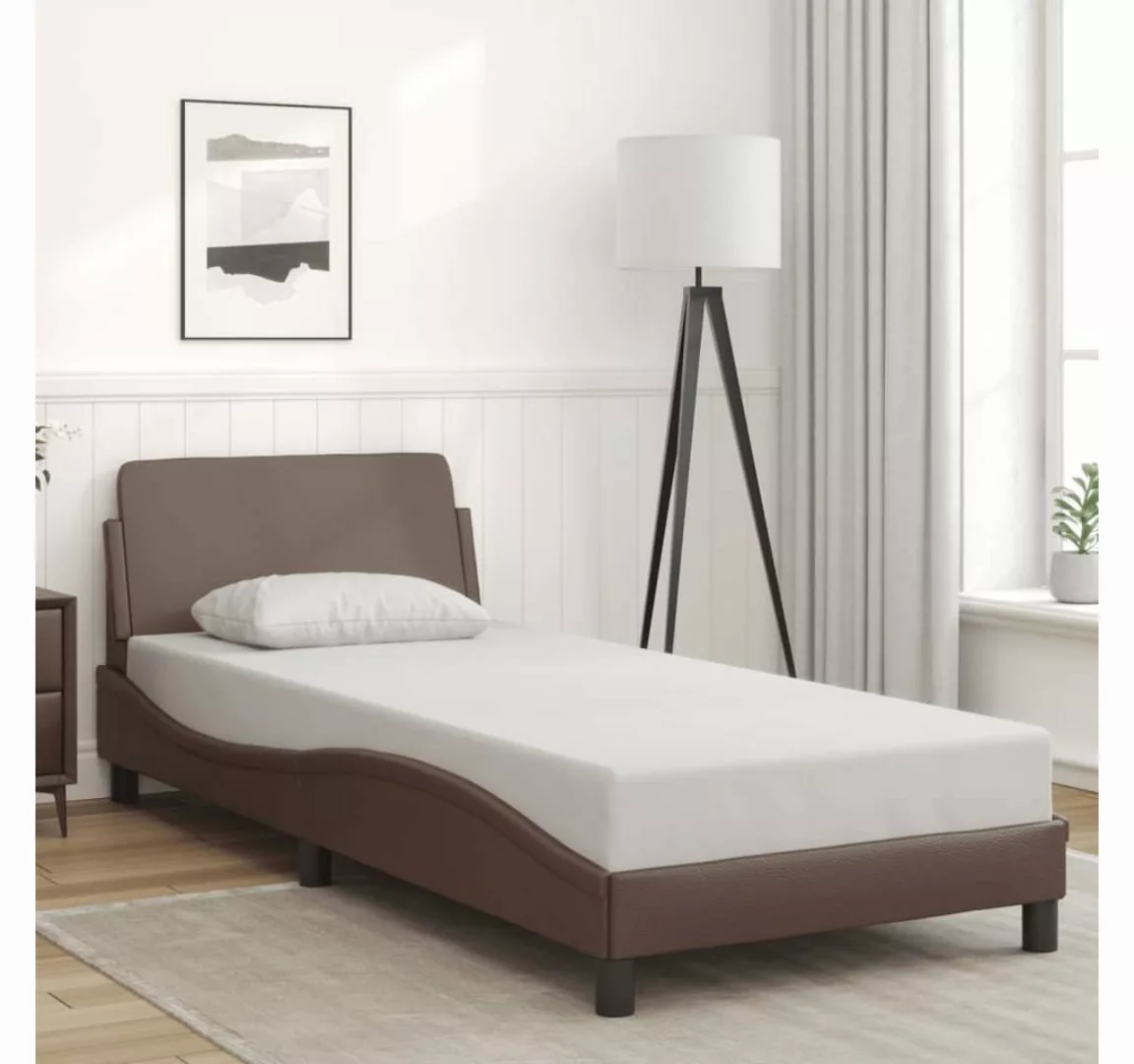 vidaXL Bett Bettgestell mit Kopfteil Weiß und Schwarz 90x190 cm Kunstleder günstig online kaufen