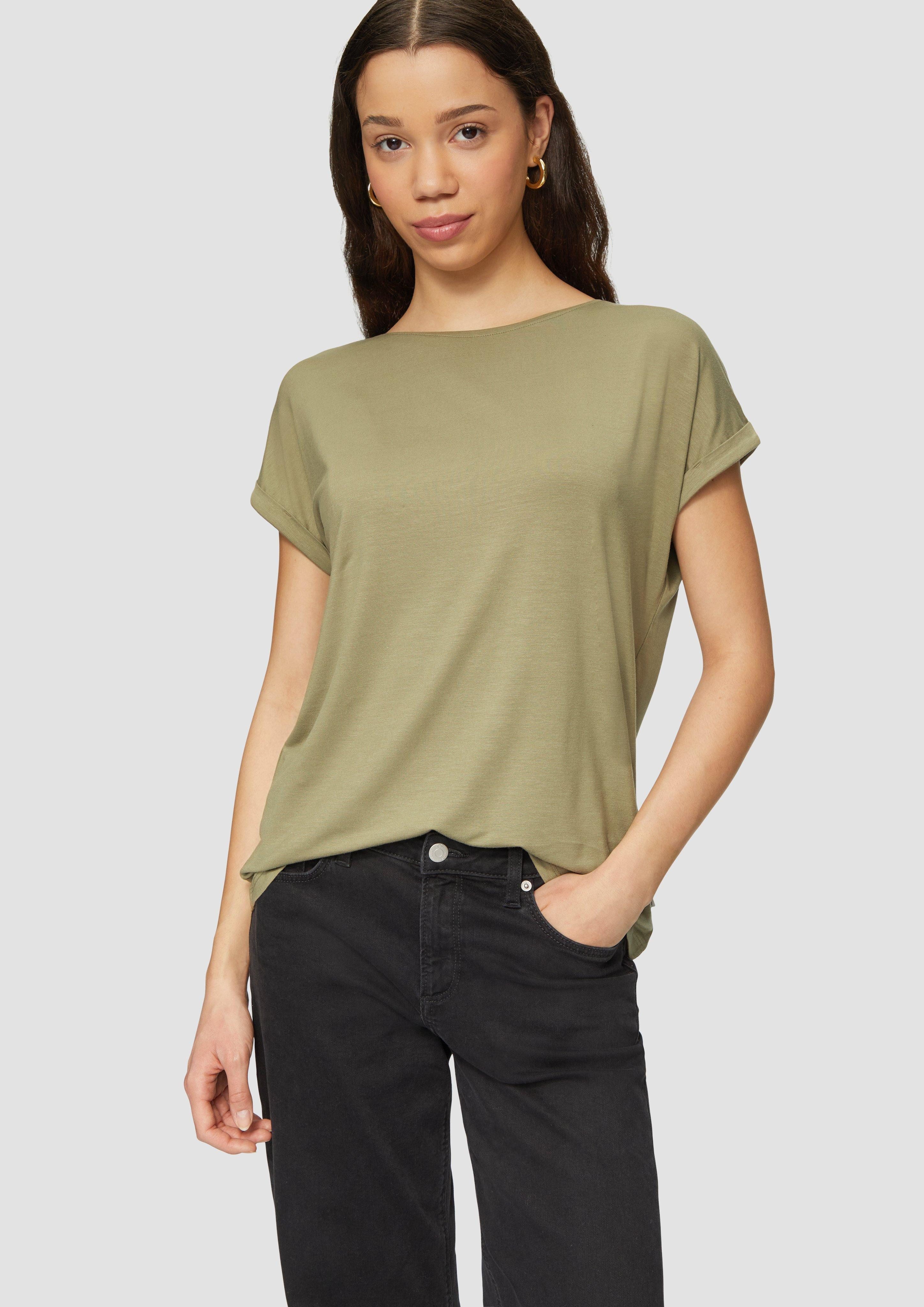QS Kurzarmshirt Loose Fit-Shirt im Lyocellmix günstig online kaufen
