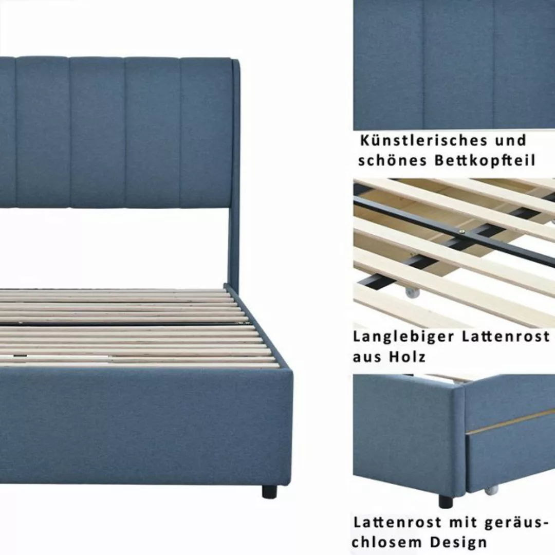 SOFTWEARY Polsterbett (Doppelbett mit 4 Schubladen und Lattenrost, 140x200 günstig online kaufen