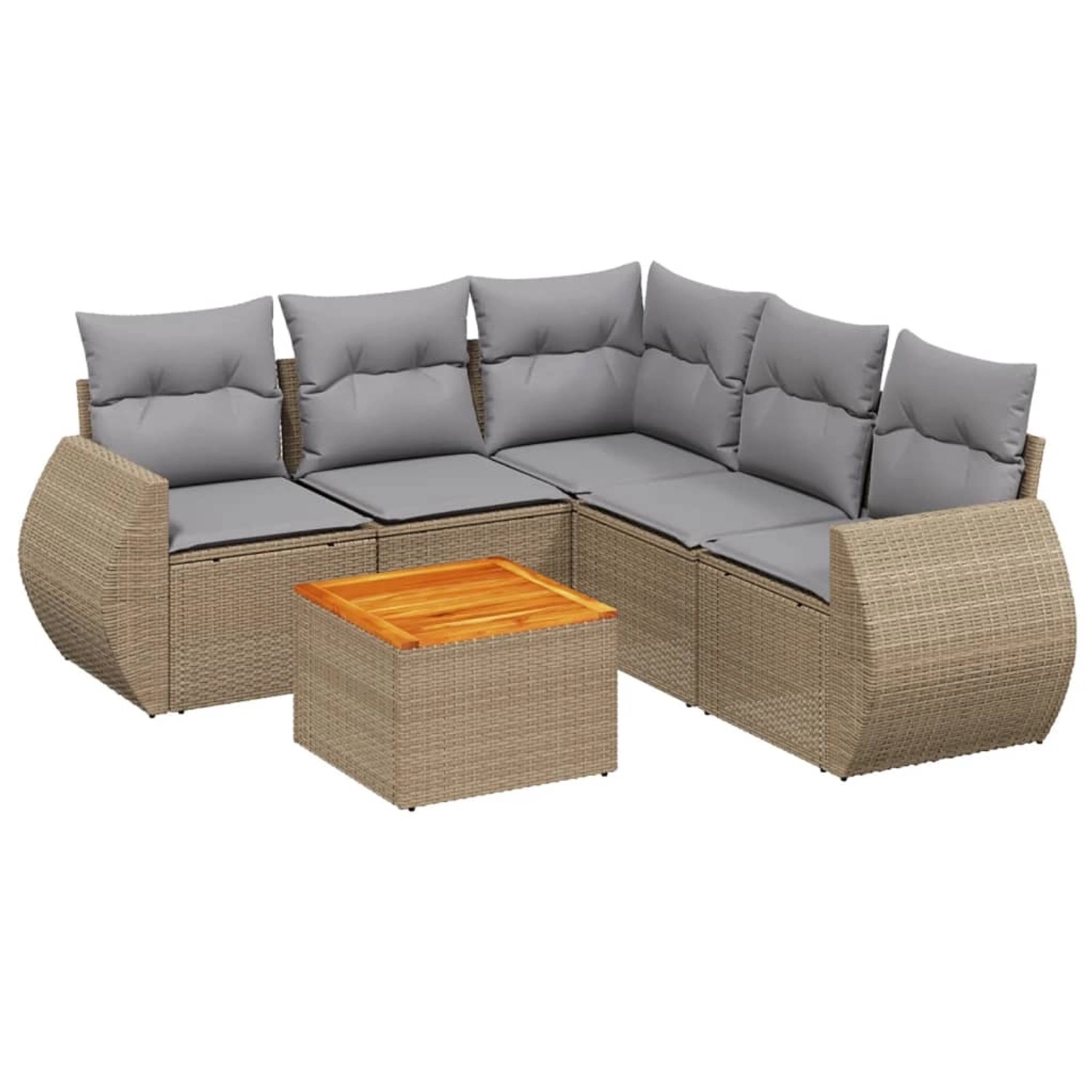 vidaXL 6-Tlg Garten-Sofagarnitur mit Kissen Beige Poly Rattan 3225002 günstig online kaufen