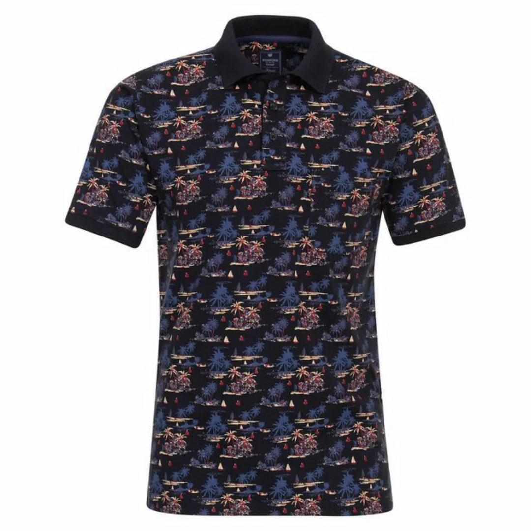 Redmond Poloshirt Große Größen Herren Poloshirt navy-bordeaux Palmenprint R günstig online kaufen