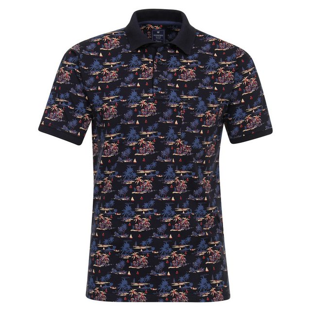 Redmond Poloshirt Redmond XXL Poloshirt navy-bordeaux Palmenprint günstig online kaufen