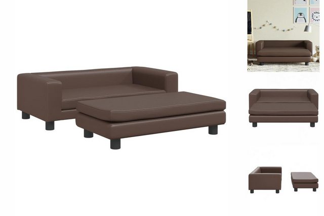 vidaXL Kindersofa Kindersofa mit Hocker Cappuccino-Braun 100x50x30 cm Kunst günstig online kaufen