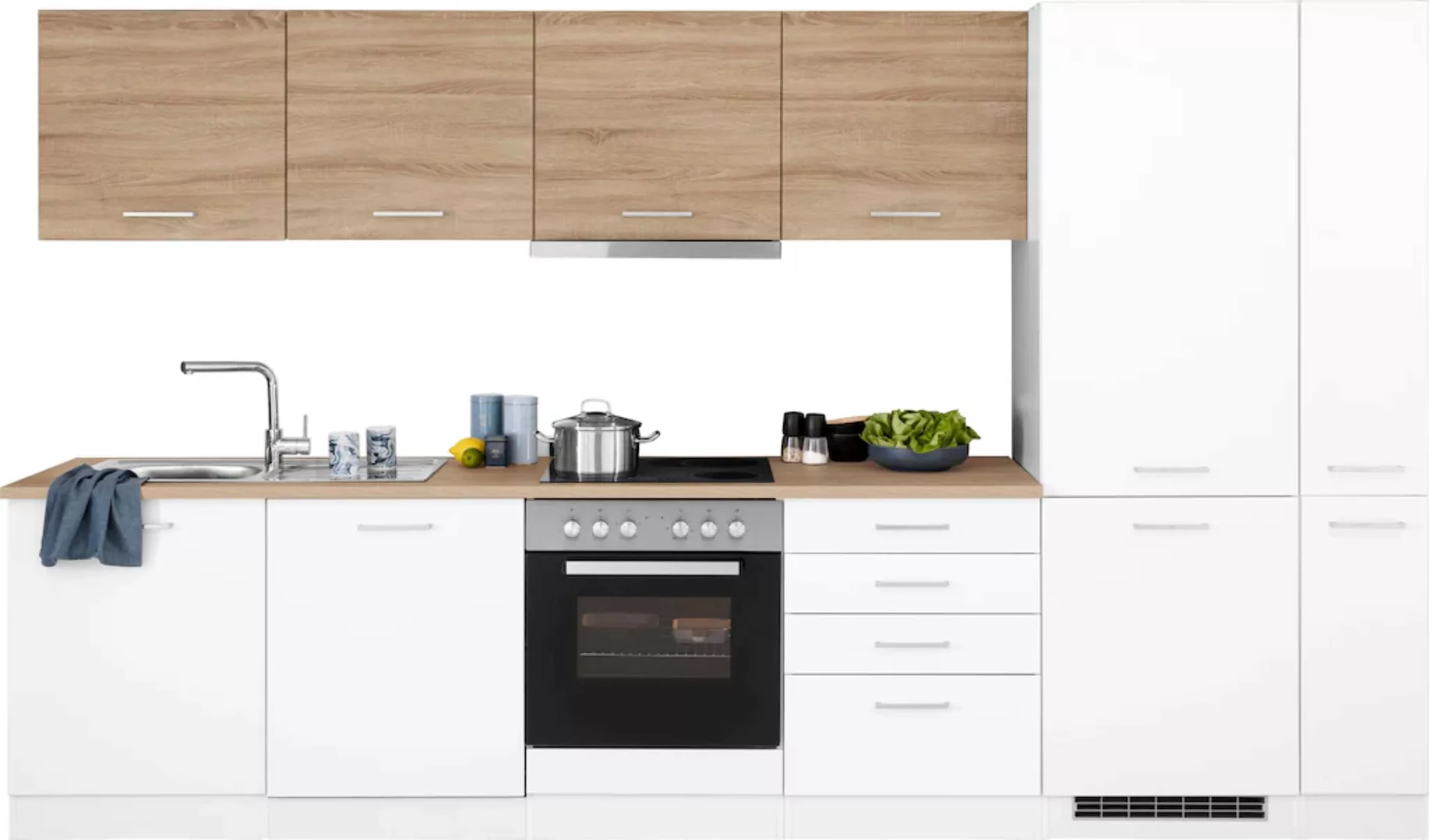HELD MÖBEL Küchenzeile "Visby", mit E-Geräte, 330 cm, inkl. Kühl/Gefrierkom günstig online kaufen