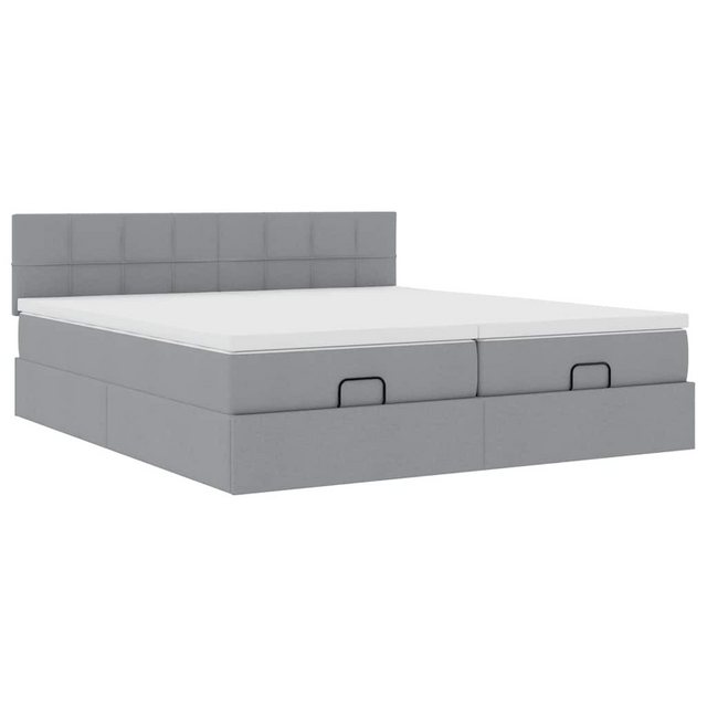 vidaXL Bett Ottoman-Bett mit Matratzen Hellgrau 160x200 cm Stoff günstig online kaufen