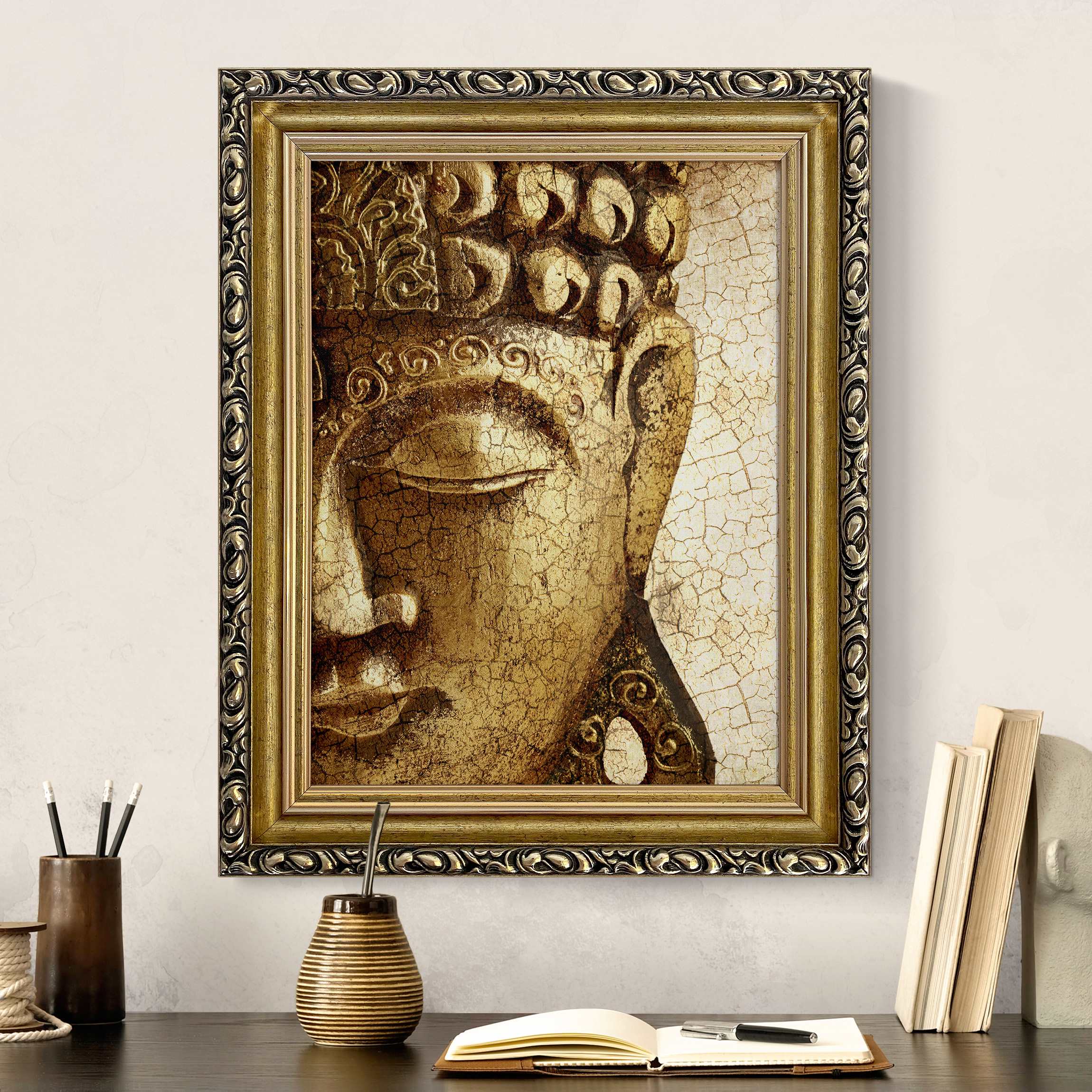 Gerahmtes Leinwandbild Vintage Buddha günstig online kaufen