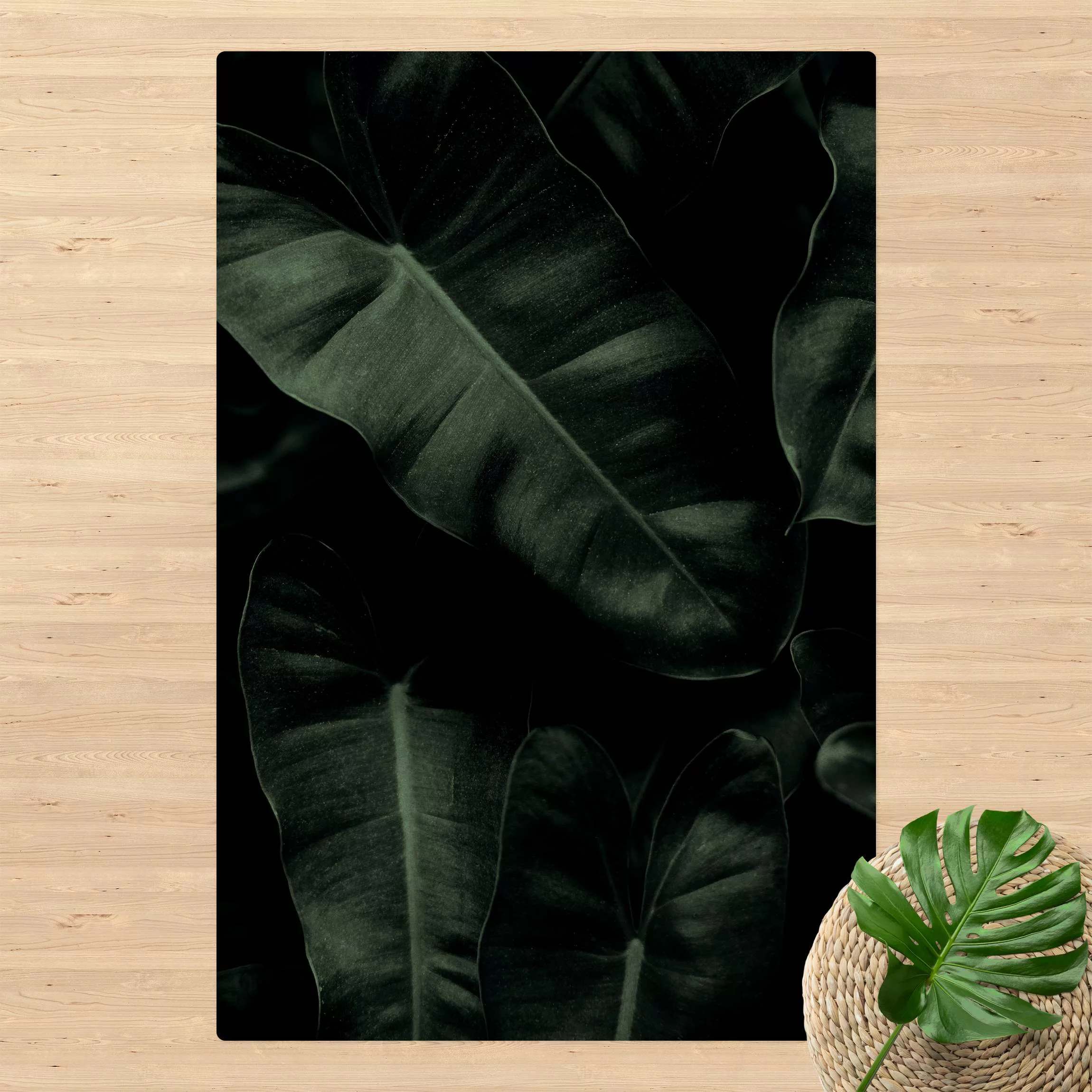 Kork-Teppich Dschungel Blätter Dunkelgrün günstig online kaufen