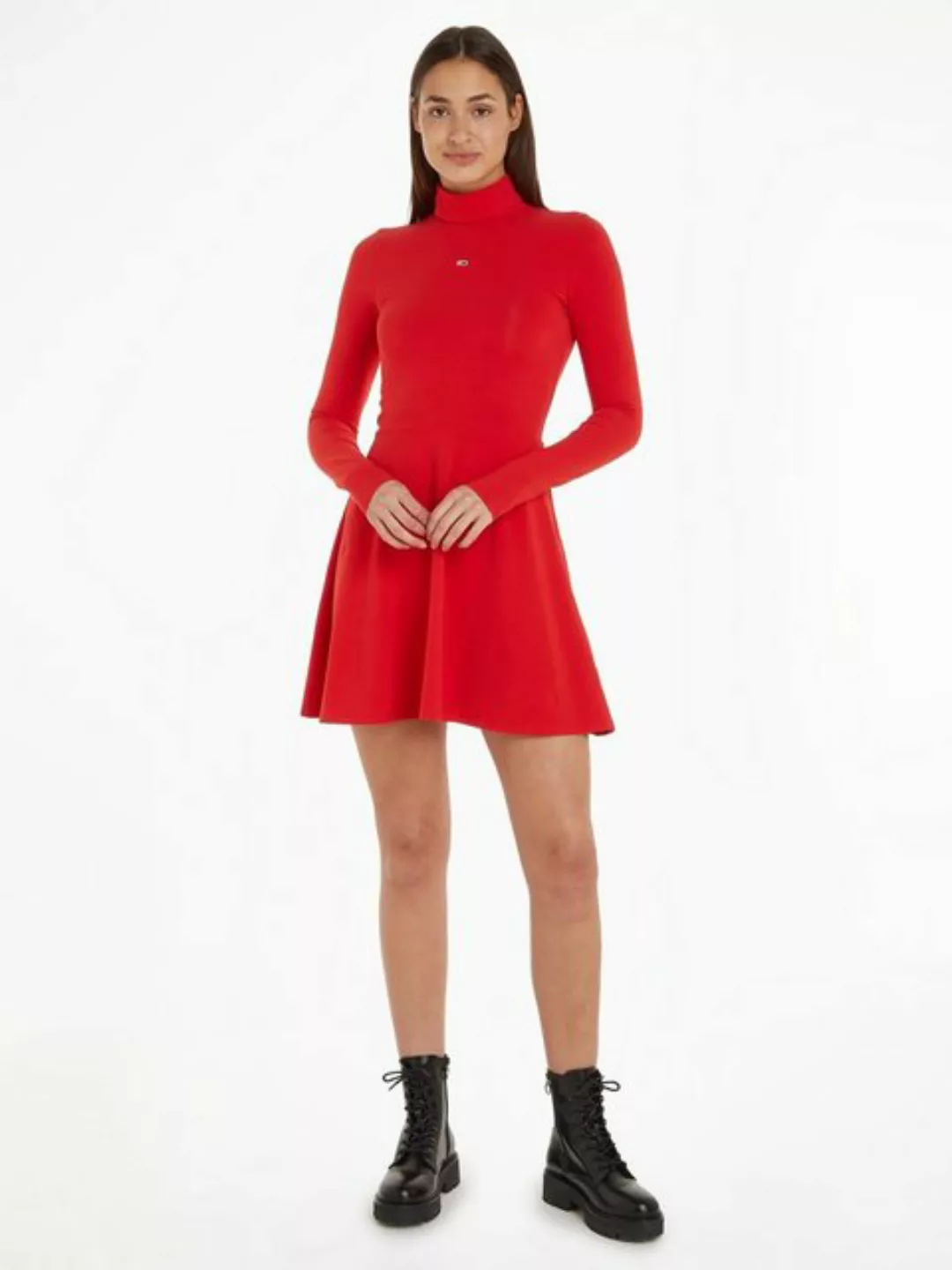 Tommy Jeans Blusenkleid TJW LS FIT & FLARE DRESS mit Logostickerei günstig online kaufen