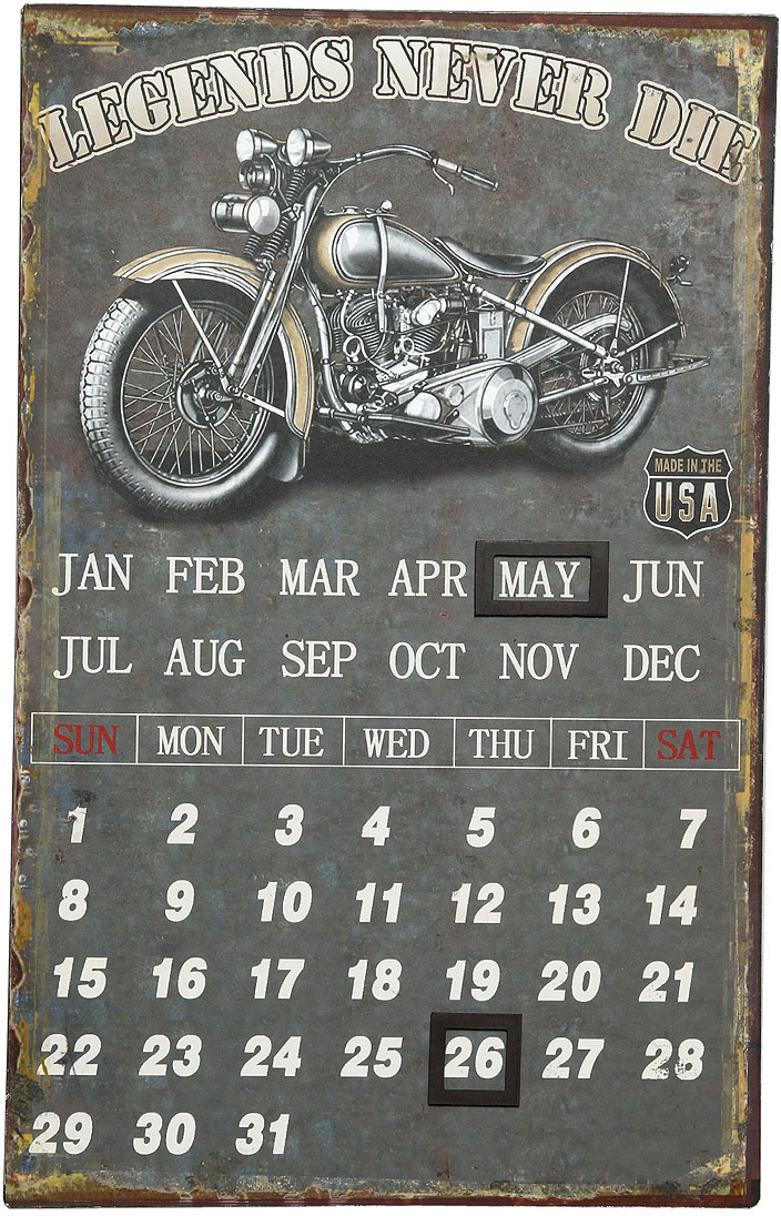 Ambiente Haus Metallbild "Metallbild Kalender - Biker 25x40cm", (1 St.) günstig online kaufen