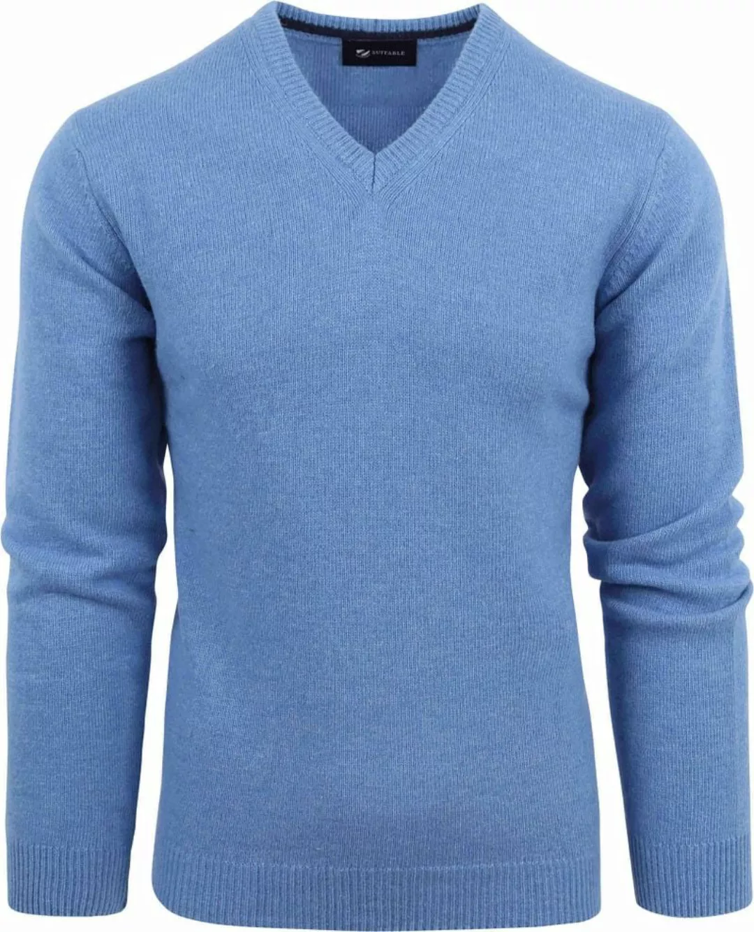 Suitable Lammwolle Pullover V-Ausschnitt Blau - Größe M günstig online kaufen