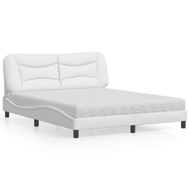 vidaXL Bett Bett mit Matratze Weiß 160x200 cm Kunstleder günstig online kaufen