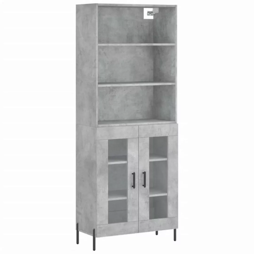 vidaXL Vitrine Highboard Betongrau 69,5x34x180 cm Spanplatte Glas Vitrine günstig online kaufen