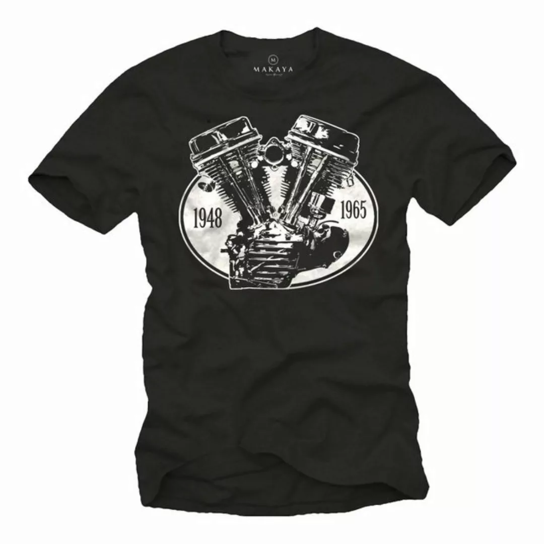 MAKAYA Print-Shirt Herren Motorrad T-Shirt Vintage Biker Motiv Geschenke fü günstig online kaufen