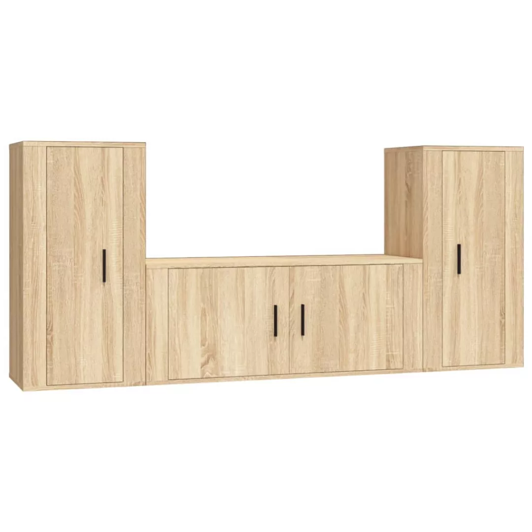 Vidaxl 3-tlg. Tv-schrank-set Sonoma-eiche Holzwerkstoff günstig online kaufen