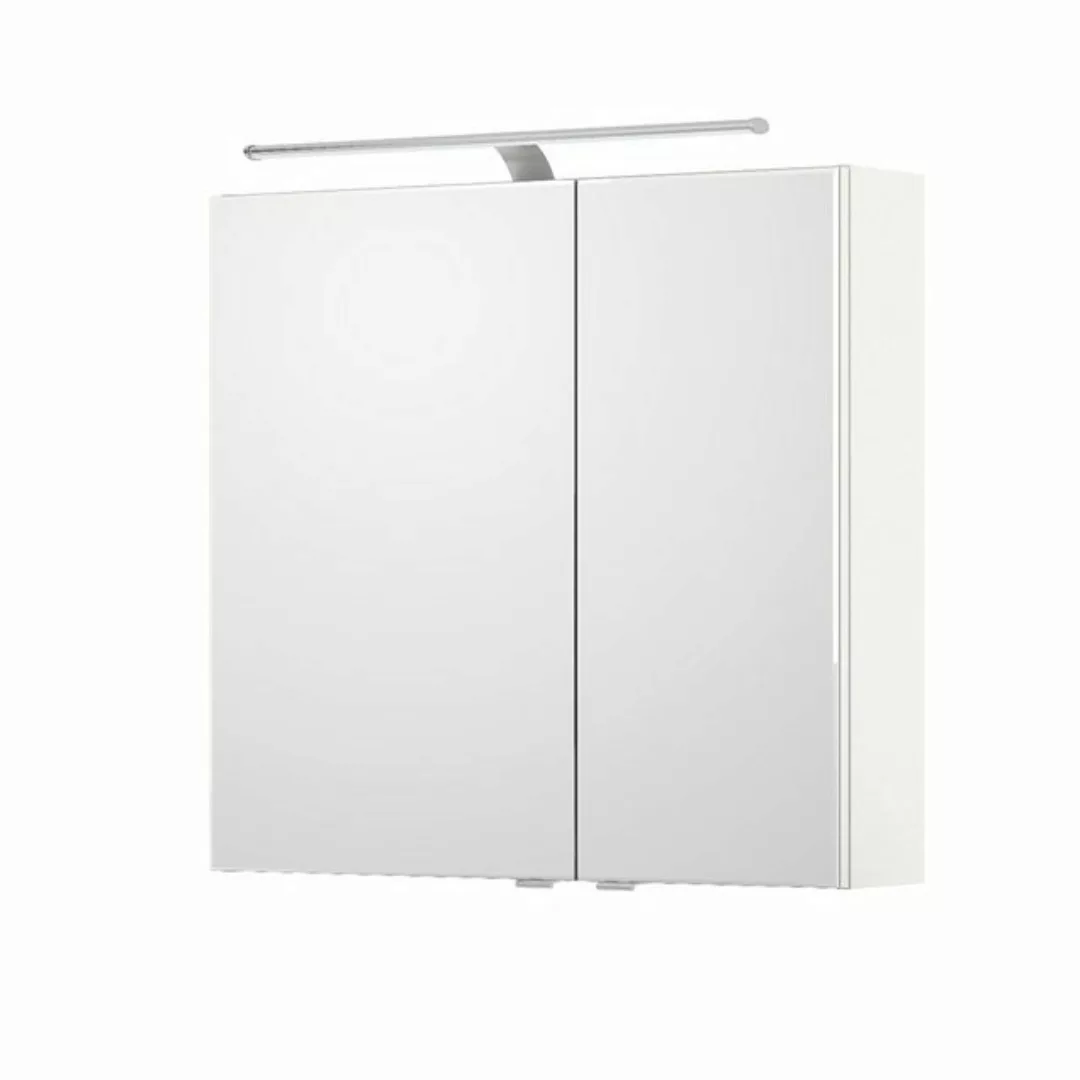 Badezimmer Spiegelschrank, 75cm breit, mit LED Beleuchtung weiß Glanz SOLIN günstig online kaufen