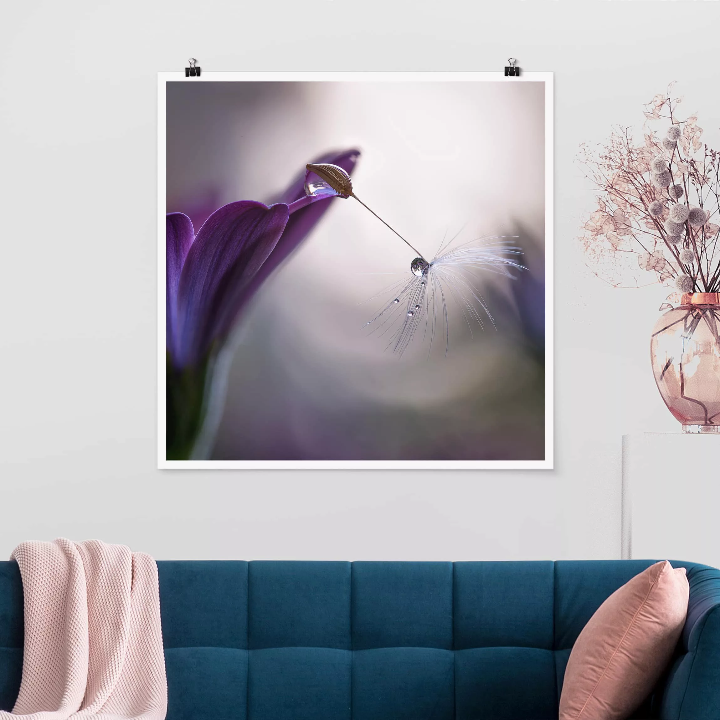 Poster Blumen - Quadrat Purple Rain günstig online kaufen