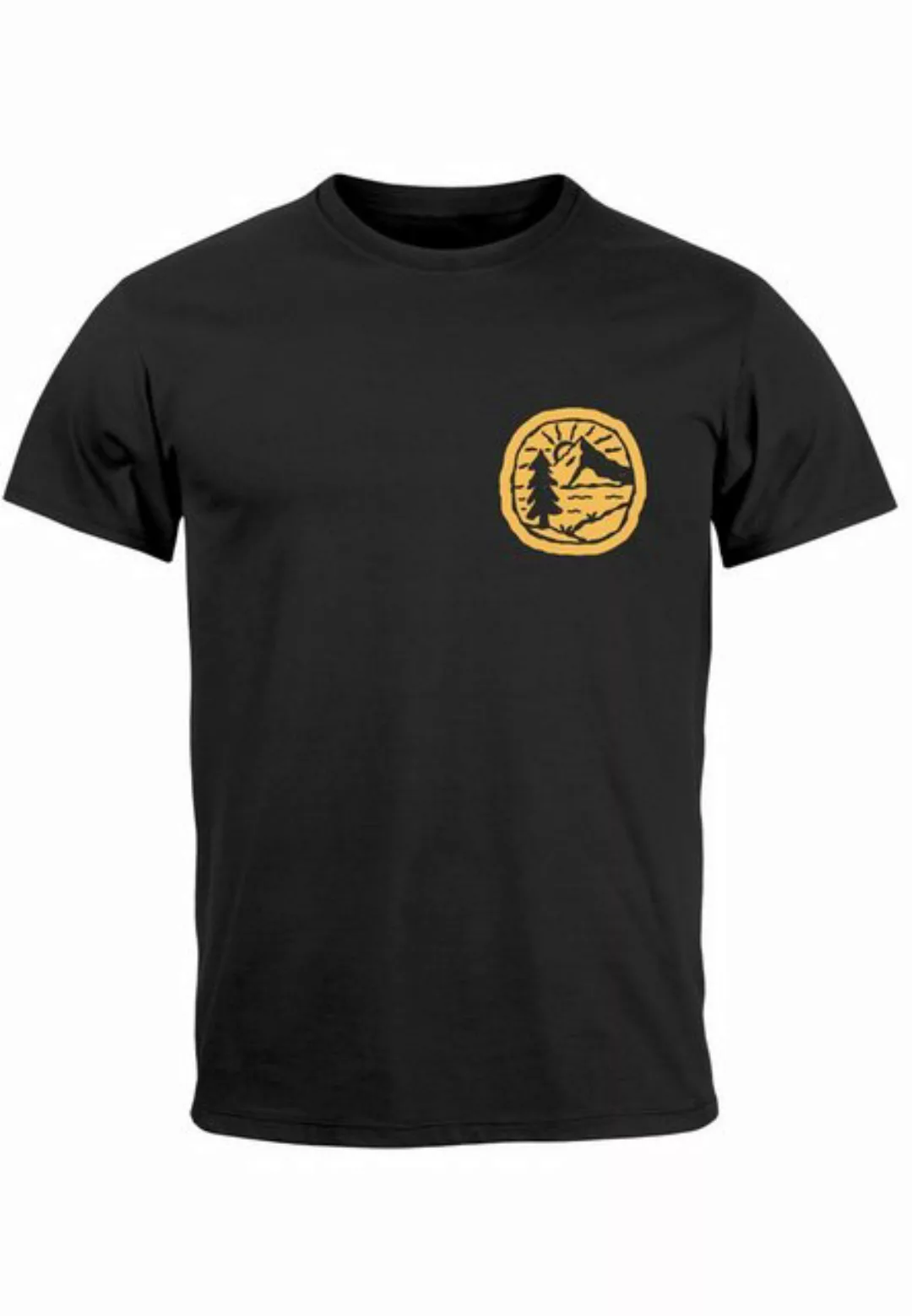 Neverless Print-Shirt Herren T-Shirt Print Logo Badge Landschaft Natur Berg günstig online kaufen