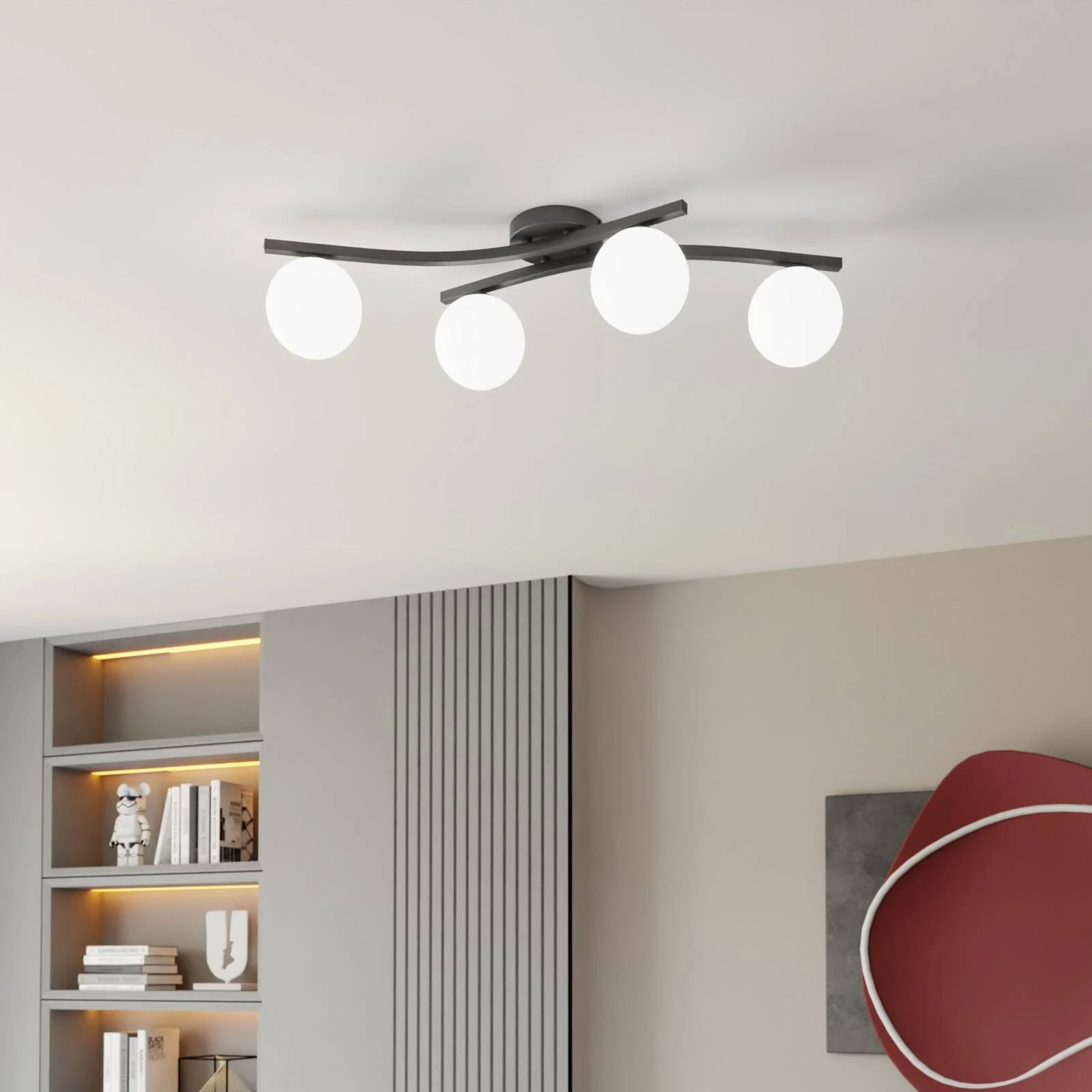 Deckenlampe Opus, Länge 85 cm, opal, Länge 84 cm, 4-flg. günstig online kaufen
