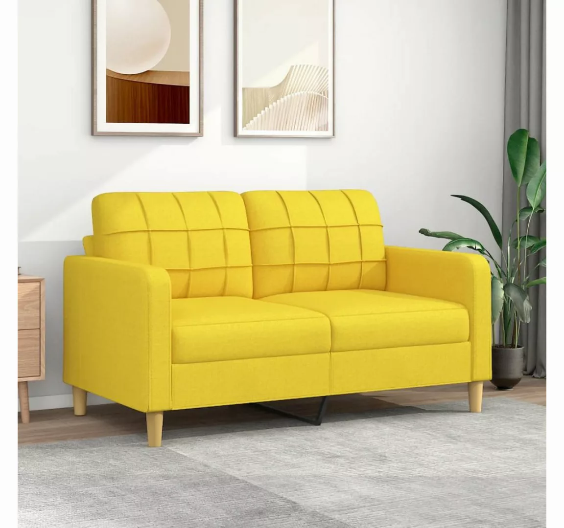 vidaXL Sofa 2-Sitzer-Sofa Hellgelb 140 cm Stoff Couch günstig online kaufen