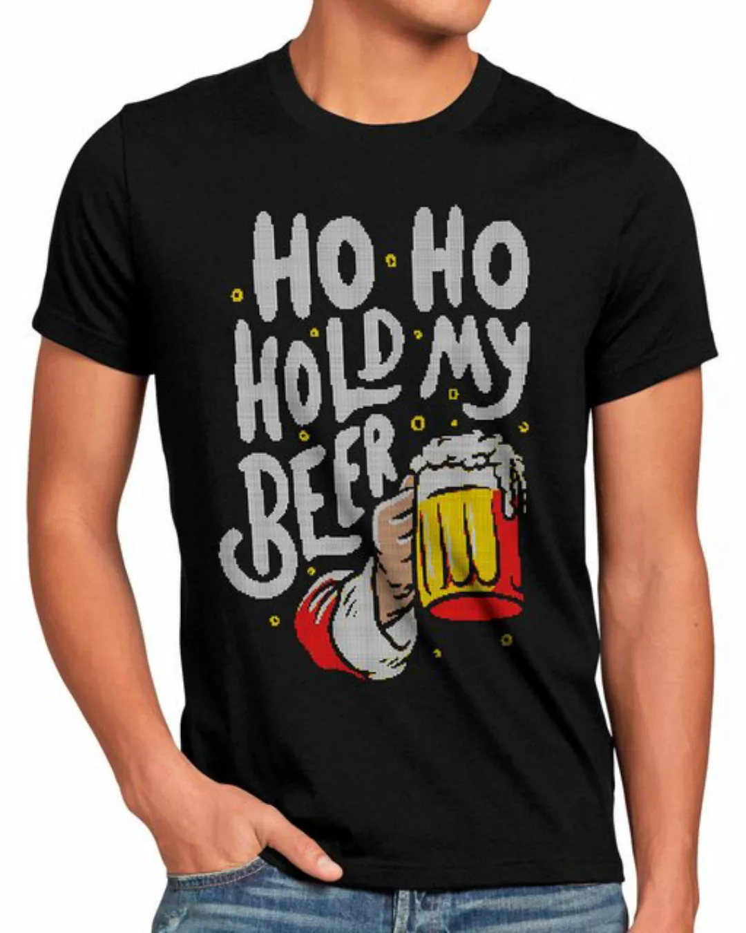 style3 T-Shirt Ho Ho Hold my Beer weihnachten bier weihnachtsmarkt ugly xma günstig online kaufen