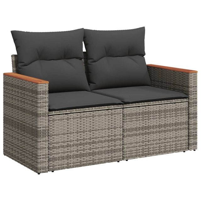 vidaXL Loungesofa Gartensofa 2-Sitzer mit Kissen Grau Poly Rattan, 1 Teile günstig online kaufen