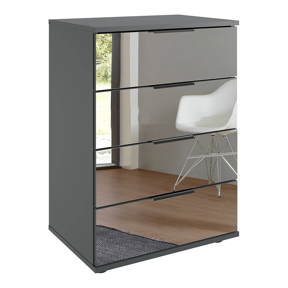 Nachtschrank 74cm hoch, graphit mit Spiegelfront, ideal für Boxspringbetten günstig online kaufen