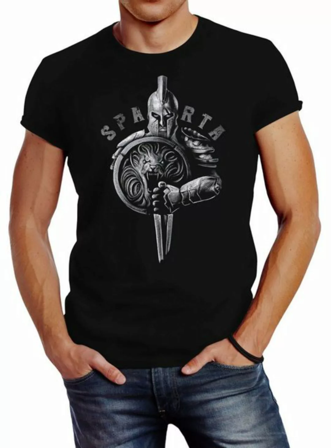 Neverless Print-Shirt Neverless® Herren T-Shirt Aufdruck Sparta Spartaner-h günstig online kaufen