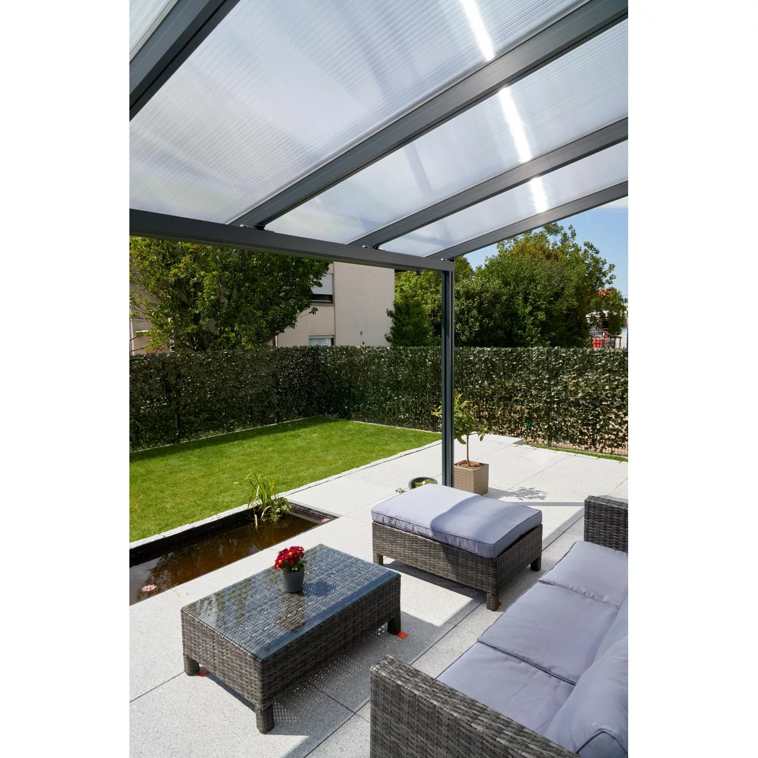 Terrassenüberdachung Premium (BxT) 309 cm x 306 cm Anthrazit Polycarbonat K günstig online kaufen