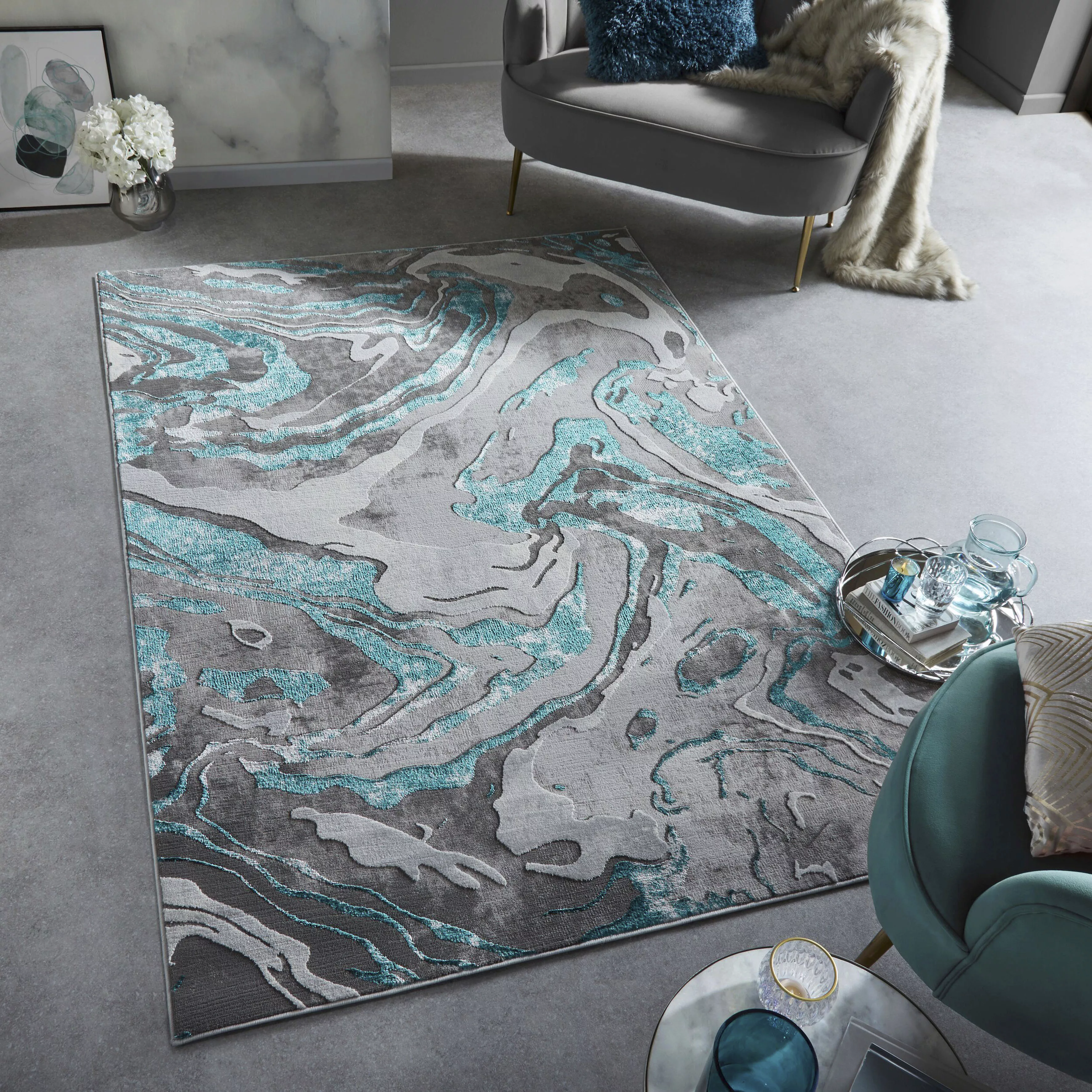 FLAIR RUGS Teppich »Marbled«, rechteckig, dezenter Glanz, mehrfarbig, moder günstig online kaufen