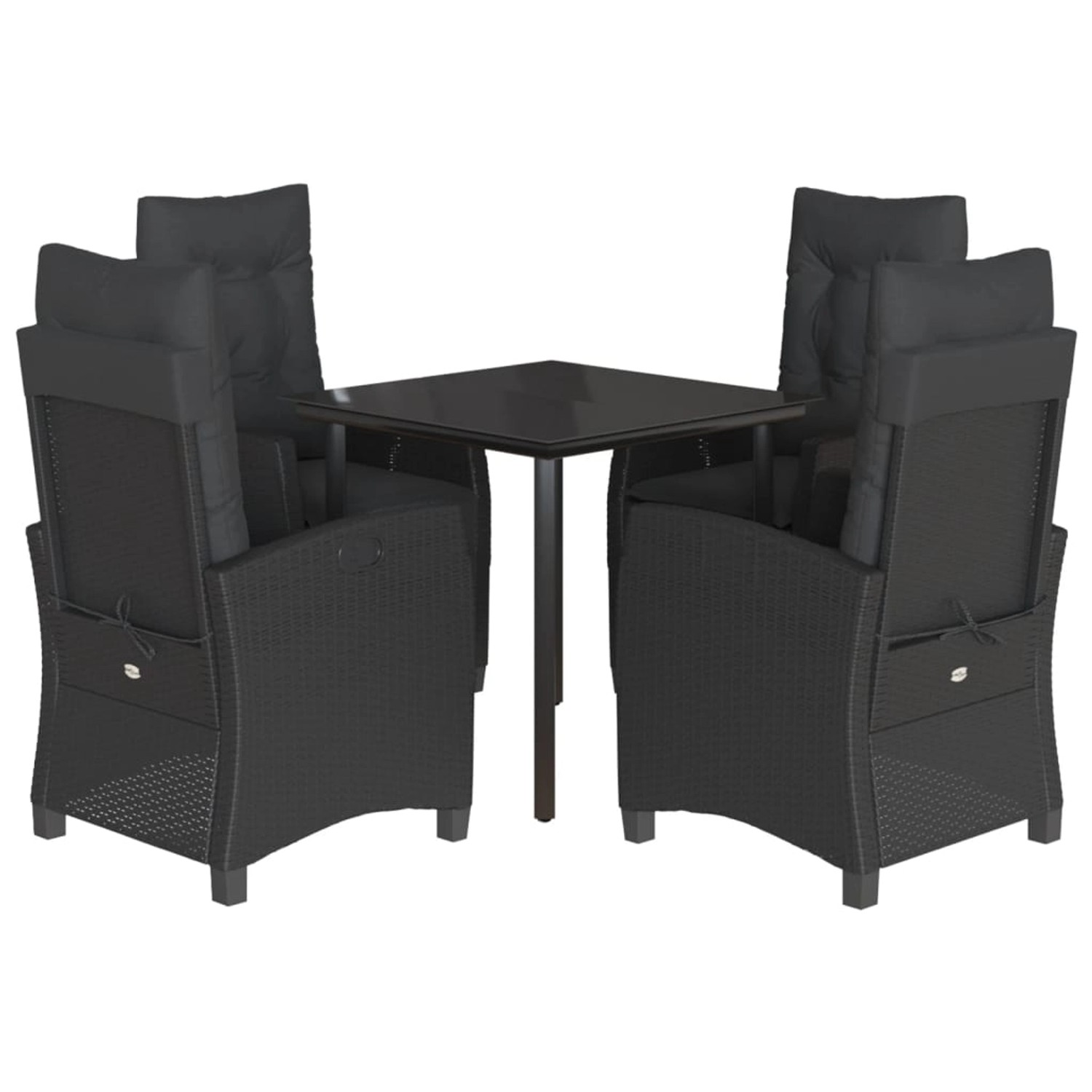 vidaXL 5-Tlg Garten-Essgruppe mit Kissen Schwarz Poly Rattan 3212754 günstig online kaufen