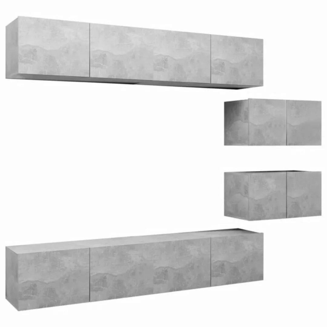 vidaXL TV-Schrank 6-tlg TV-Schrank-Set Betongrau Spanplatte günstig online kaufen