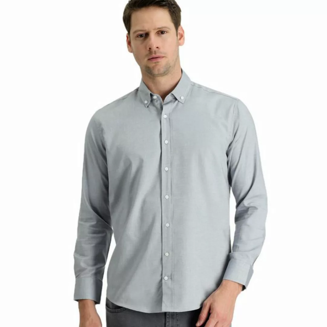 KIGILI Langarmhemd Herrenhemd Langarm Uni Klassisches Hemd, Geschenk für Mä günstig online kaufen