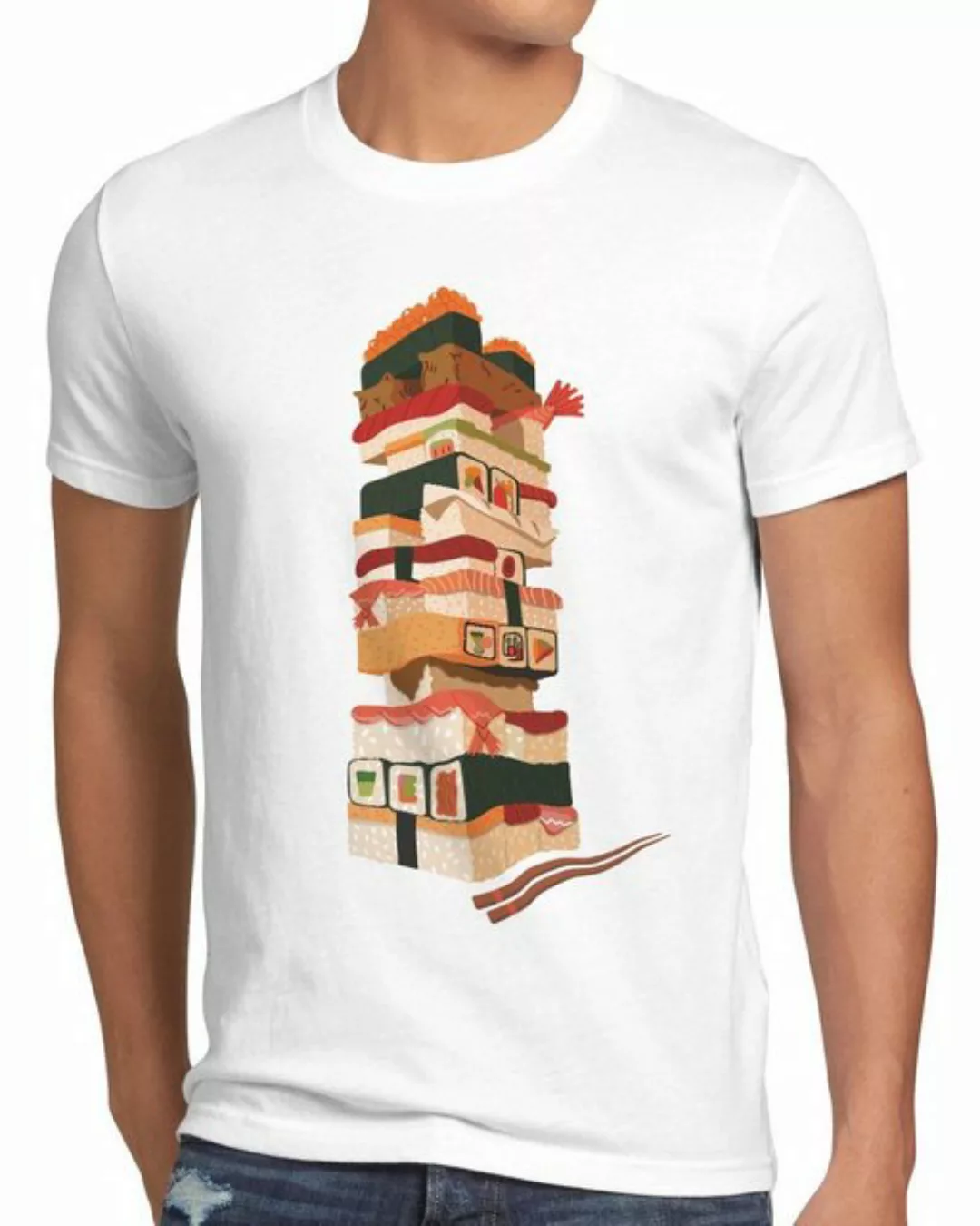 style3 Print-Shirt Herren T-Shirt Sushi Tower japan japanisch spiel günstig online kaufen