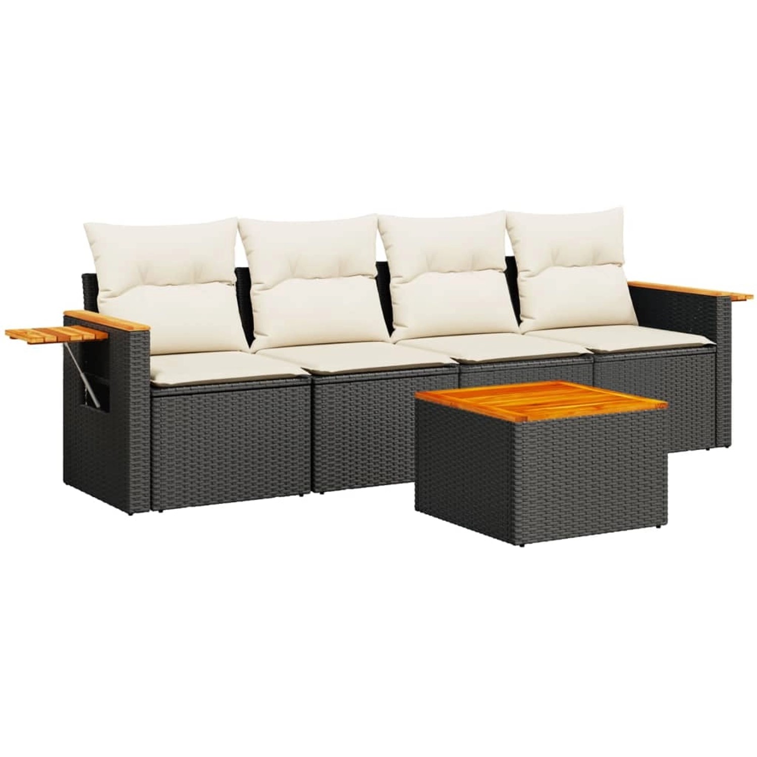 vidaXL 5-Tlg Garten-Sofagarnitur mit Kissen Schwarz Poly Rattan 3226616 günstig online kaufen
