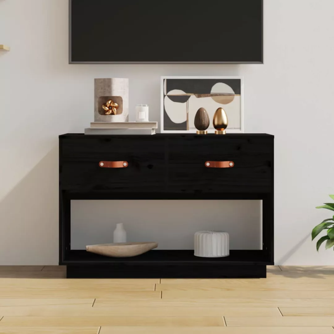 Vidaxl Tv-schrank Schwarz 90x40x60 Cm Massivholz Kiefer günstig online kaufen