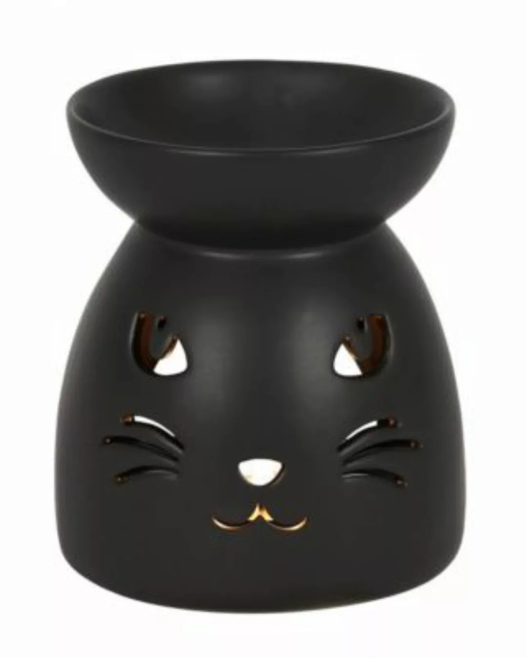 Schwarze Duftöl Lampe mit Katze als Motiv Partydeko schwarz günstig online kaufen