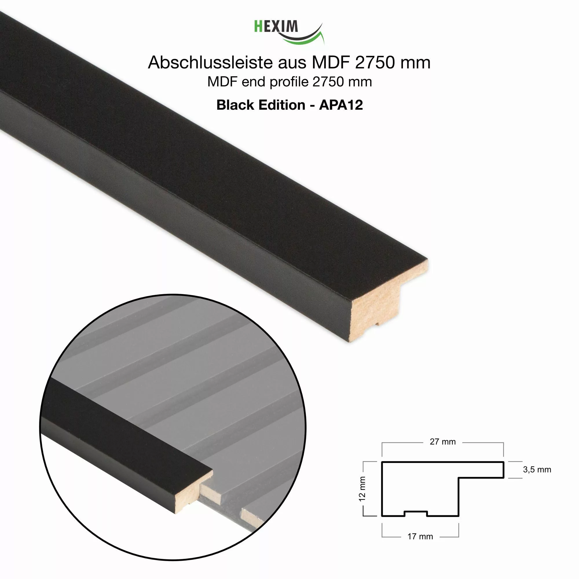 Hexim Wanddekoobjekt APA12 (Abschlussleiste 275x2,7cm passend günstig online kaufen