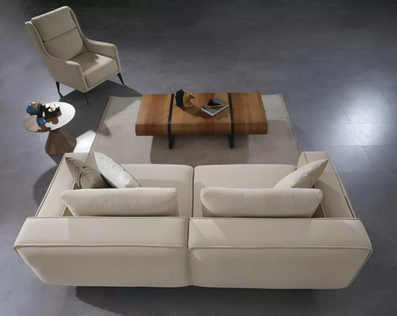 JVmoebel Sofa Elegantes Wohnzimmer Set Beige 3 Sitzer Sofa mit Sessel Desig günstig online kaufen