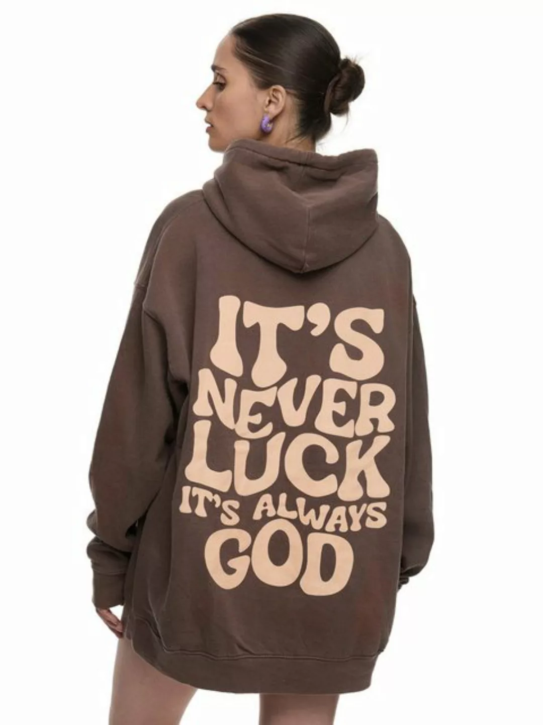 Worldclassca Hoodie Worldclassca Oversized "LUCK" Print Hoodie Kapuzenpullo günstig online kaufen