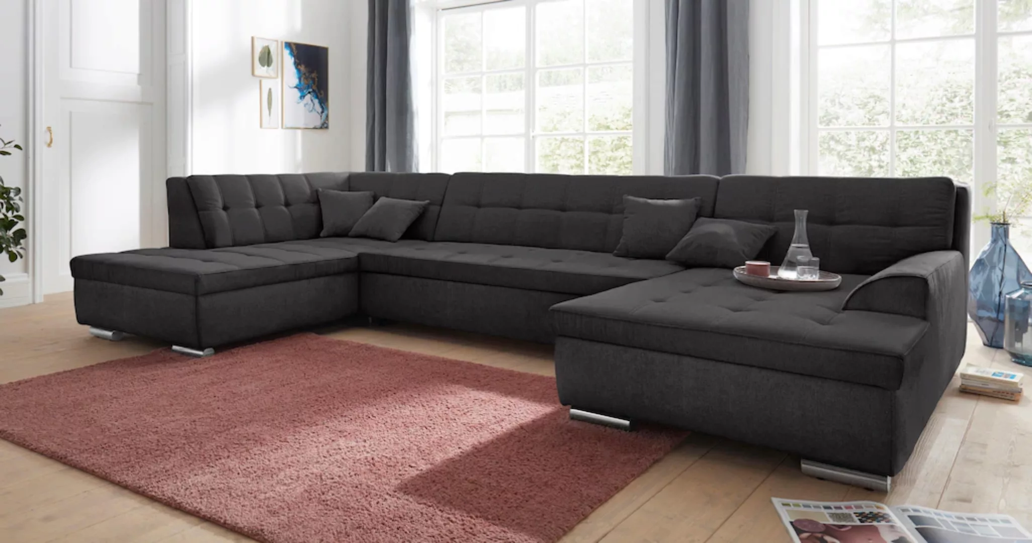 DOMO collection Wohnlandschaft "Aversa U-Form", wahlweise mit Bettfunktion, günstig online kaufen