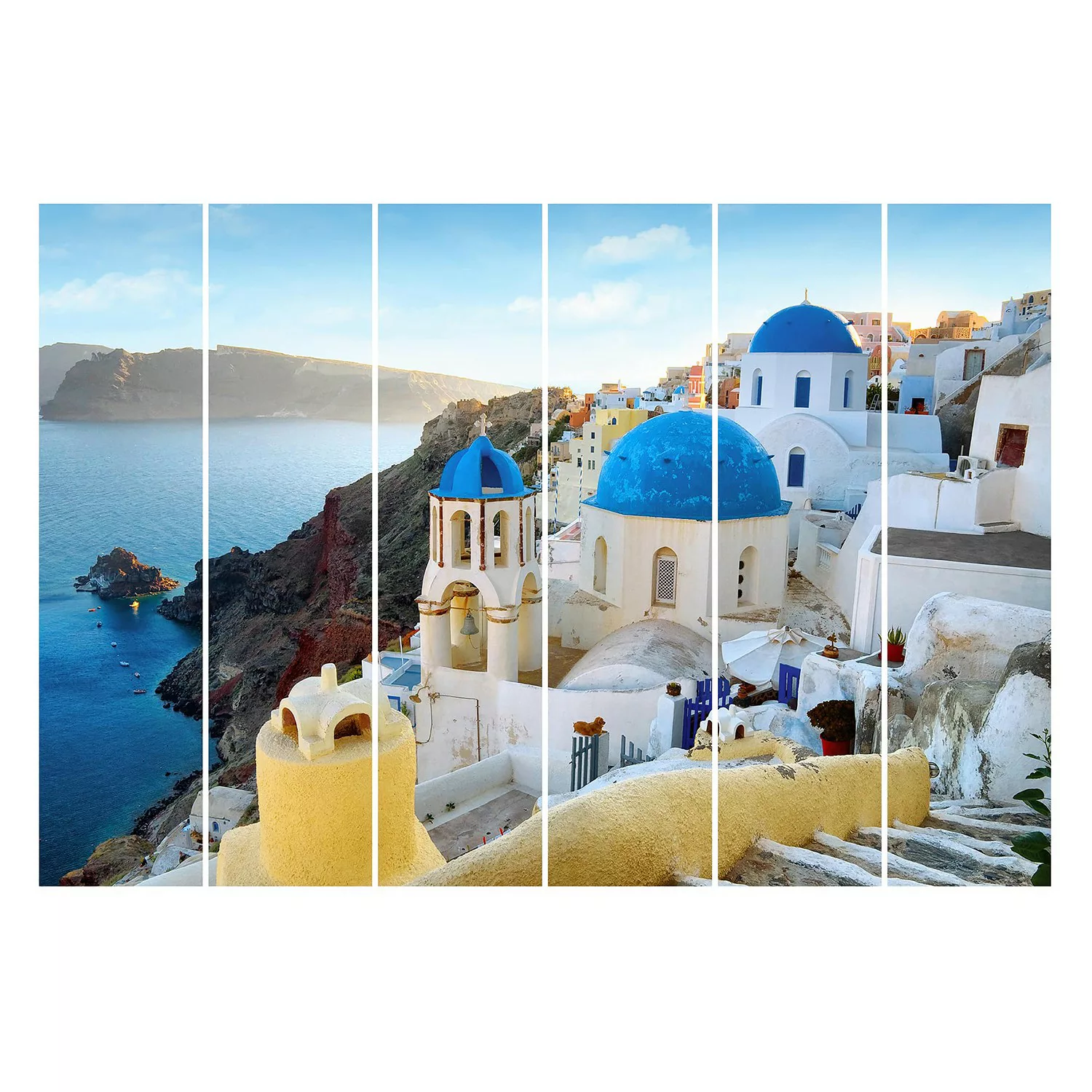 Schiebegardinen Set Architektur & Skyline Santorini günstig online kaufen