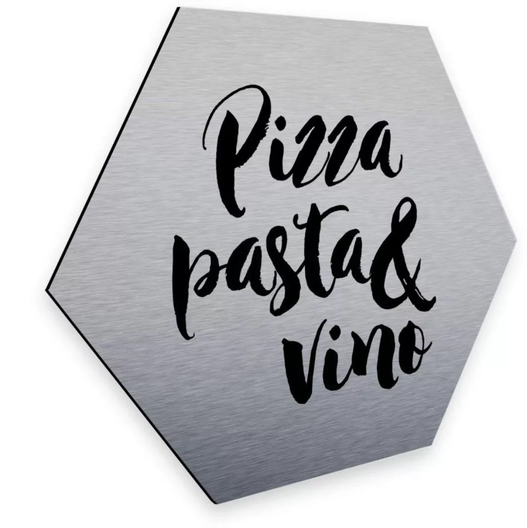 Wall-Art Metallbild "Pizza Pasta Silber Deko Küche", (1 St., Dekorative Wan günstig online kaufen