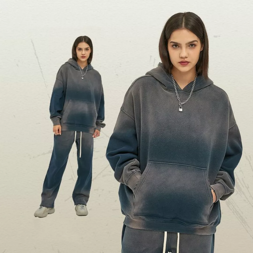 jalleria Kapuzenpullover Lose Kapuzenpullover mit Sprühfarbe plus Samt günstig online kaufen