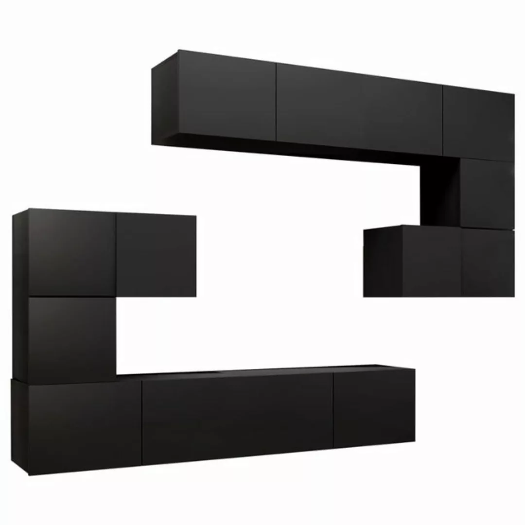 furnicato TV-Schrank 8-tlg. TV-Schrank-Set Schwarz Holzwerkstoff (1-St) günstig online kaufen