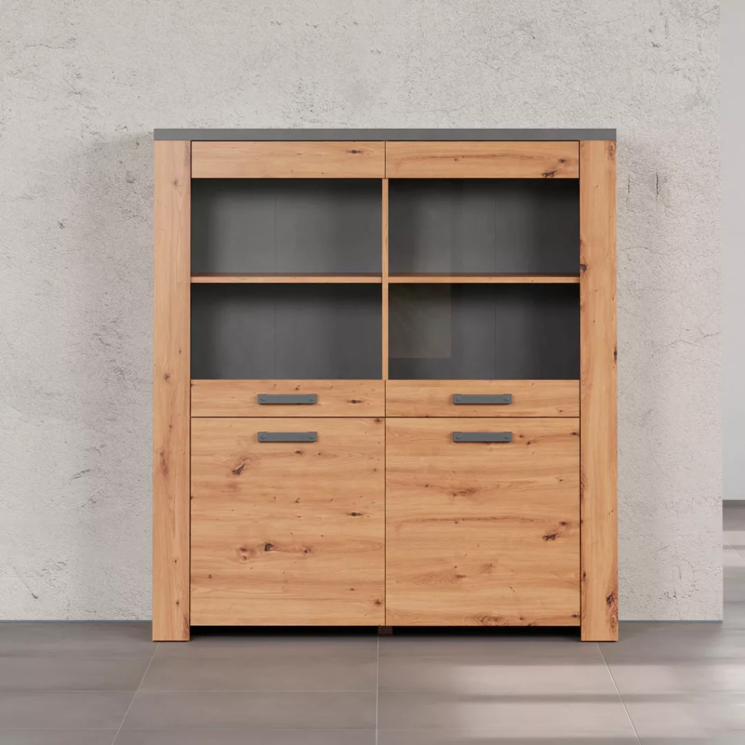 Home affaire Highboard "Ambres", (1 St.), matte Echtholzoptik, ca. Maße BxH günstig online kaufen