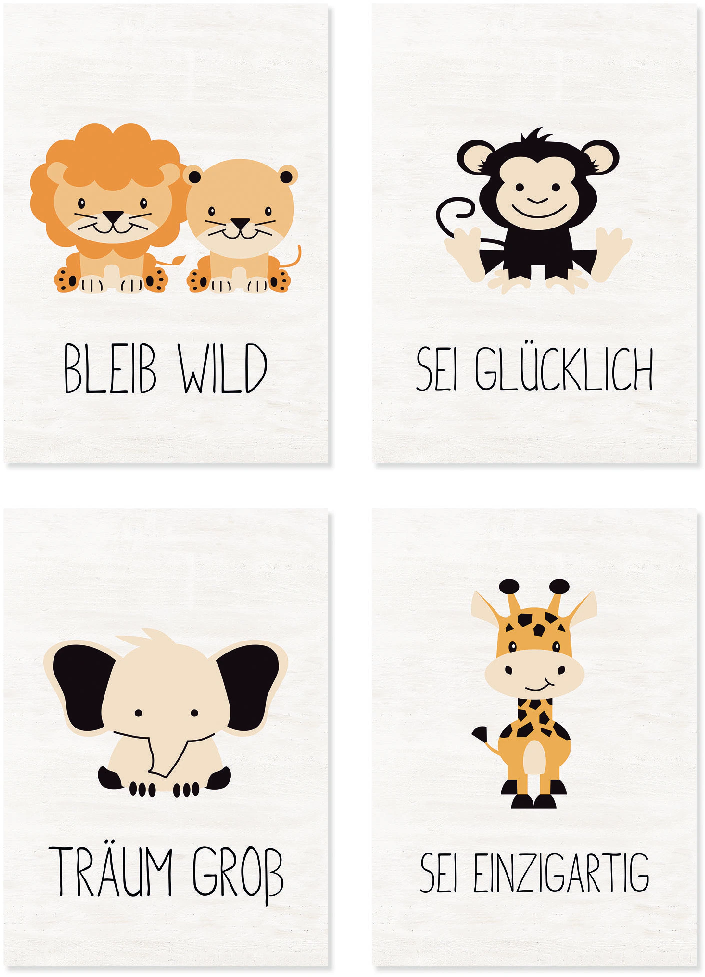 Lüttenhütt Poster "Tiere", Tiere, (Set, 4 St., 4 Teile), 4er Set in zwei Gr günstig online kaufen