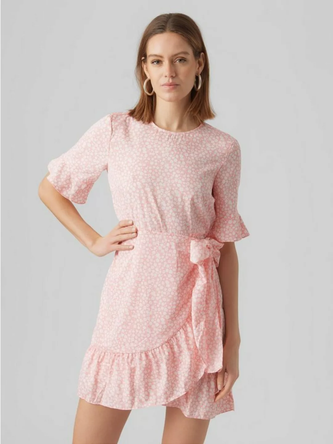 Vero Moda Shirtkleid Kurzes Mini Wickel Kleid VMHENNA (kurz) 5775 in Pink günstig online kaufen