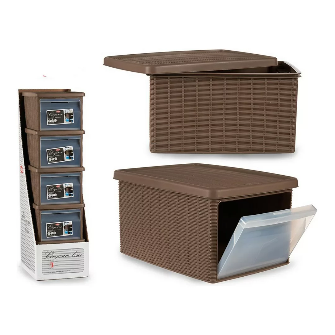 Box Mit Deckel Elegance Beige Kunststoff (29 X 21 X 39 Cm) günstig online kaufen