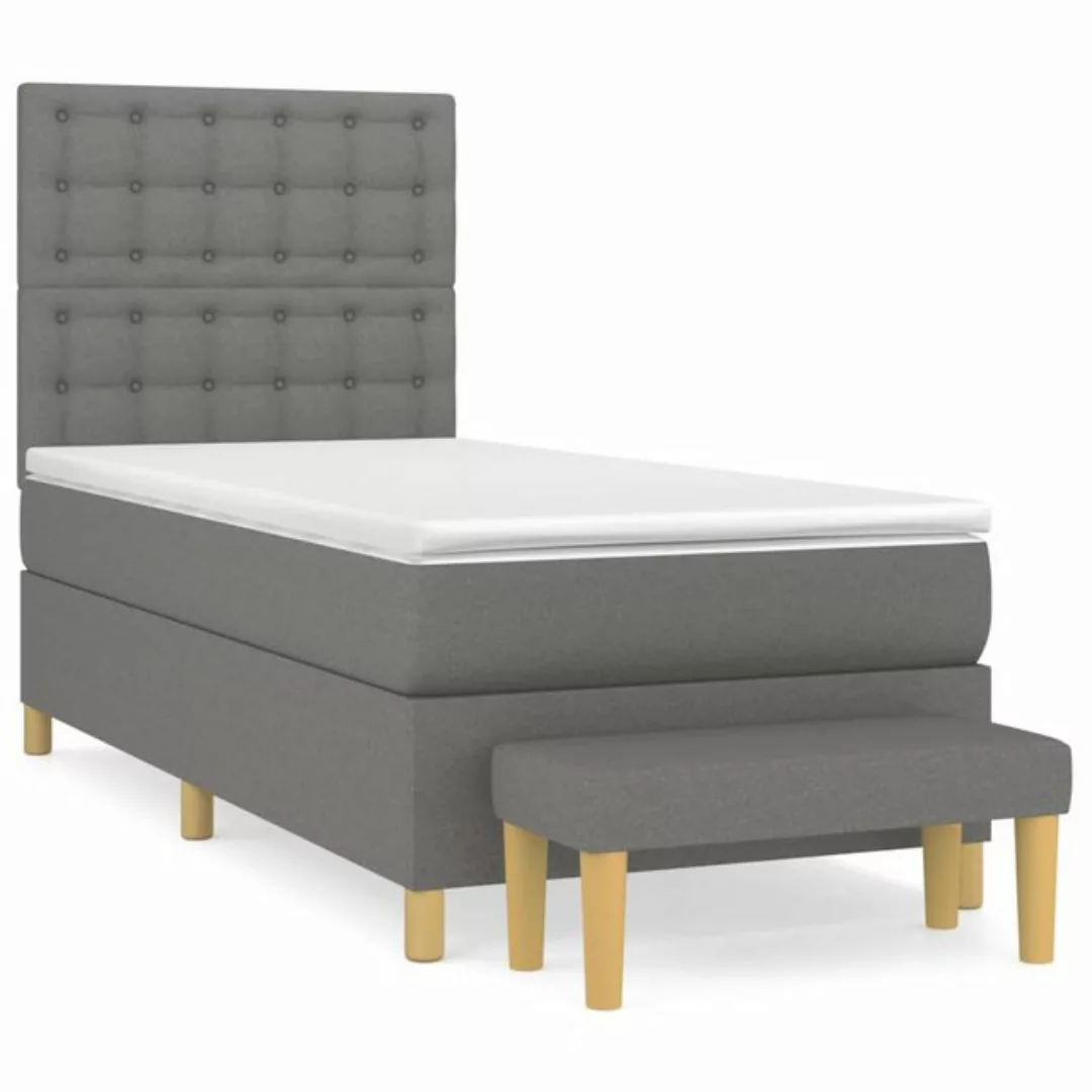 vidaXL Boxspringbett Boxspringbett mit Matratze Dunkelgrau 100x200 cm Stoff günstig online kaufen